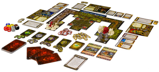 Настільна гра Descent: Мандрівки в Пітьмі комплектуючі коробки зображення