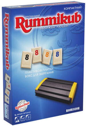 Настільна гра Руммікуб. Компактна версія (футляр для зберігання) закрита коробка зображення
