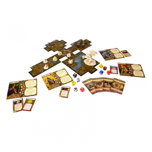 Настільна гра Descent: Мандрівки в Пітьмі фігури та карти для гри зображення