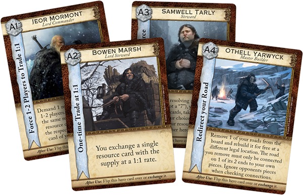 Картки персонажів гри A Game of Thrones. Catan: Brotherhood of the Watch