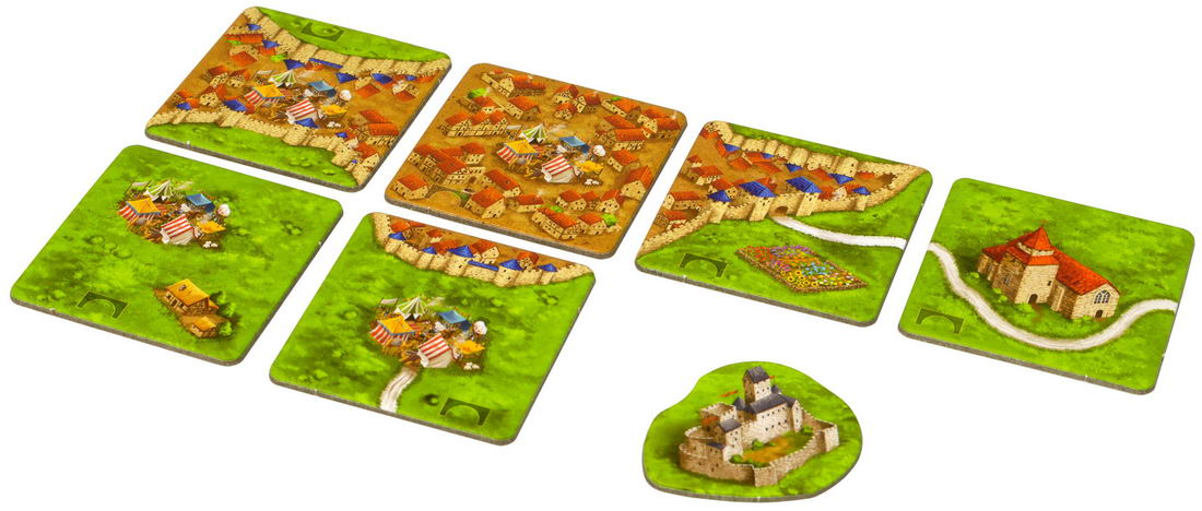 Настільна гра Каркассон: Мости, замки та базари картки для будування міста зображення